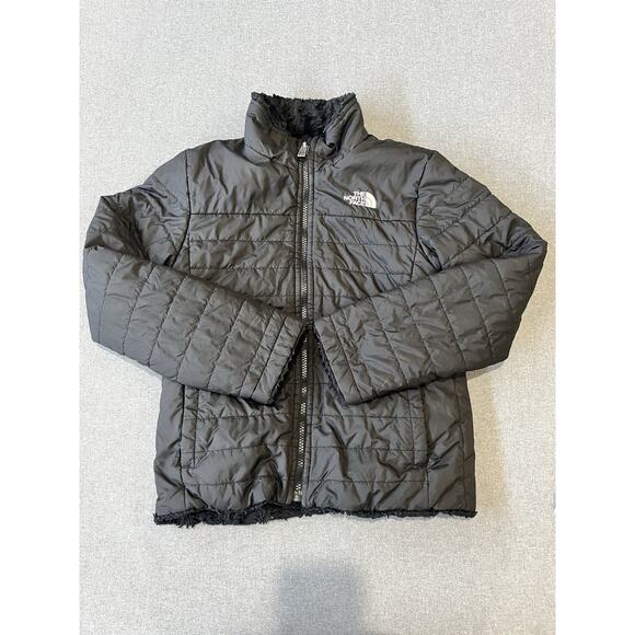 The North Face Girls Med Sherpa Reversible Puffer Zip Jacket Black Kids - Picture 1 of 7